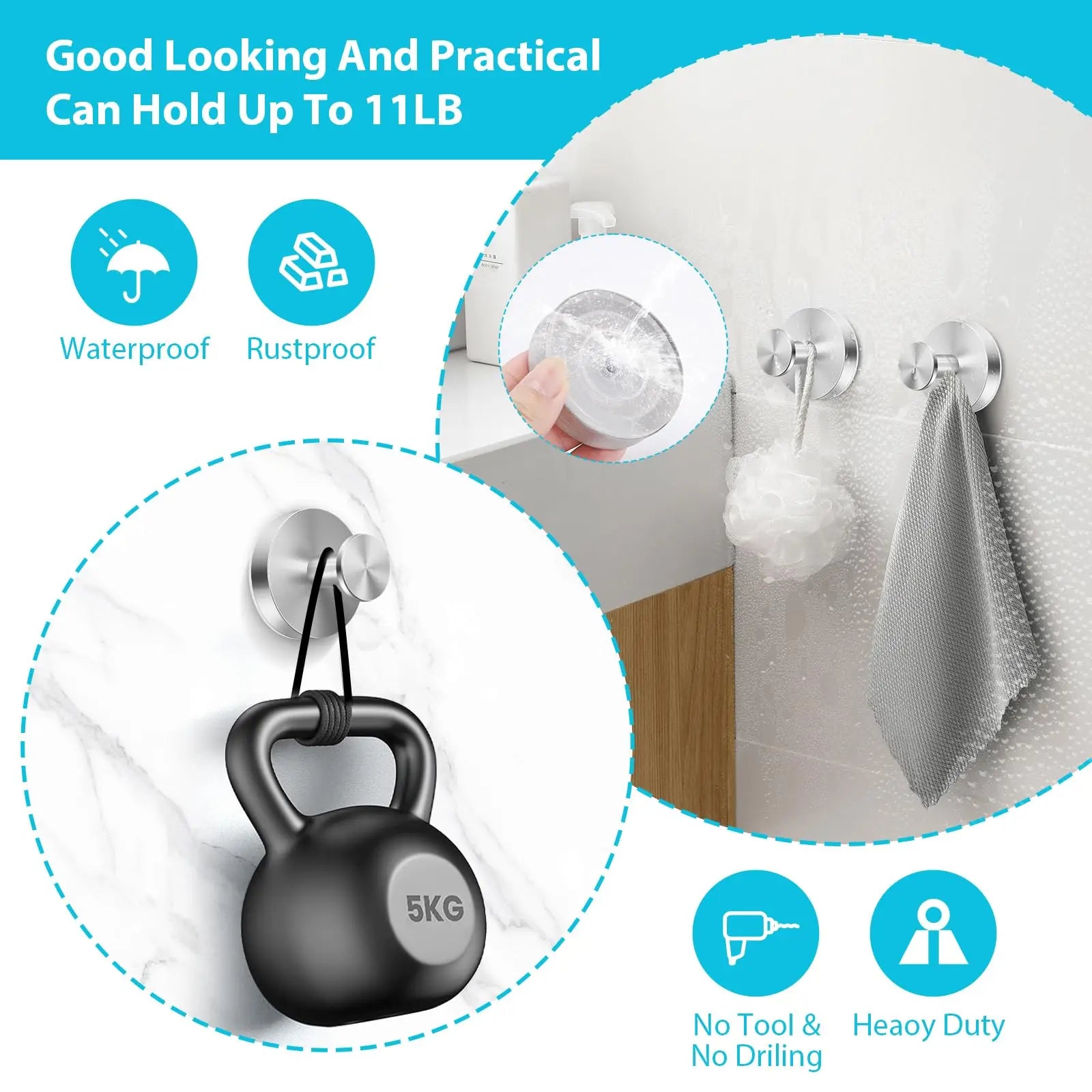 Vacuum Suction Cup Hooks Punch Free Bath Sucker Hook Wall Hook Hanger Glass Kitchen Bathroom Hooks for Towel Handbag