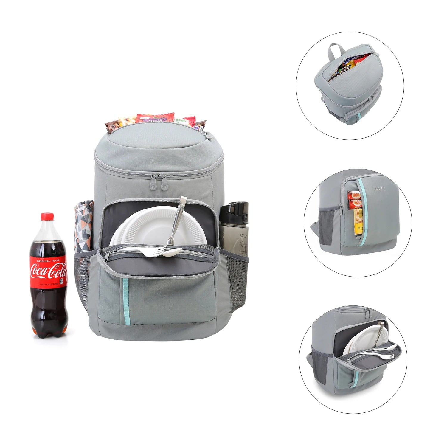 Thermal Backpack TOURIT Picnic Cooler Bag Large Capacity Meal Thermal Bag With Bottle Opener Leakproof Insulated Cooler Bags