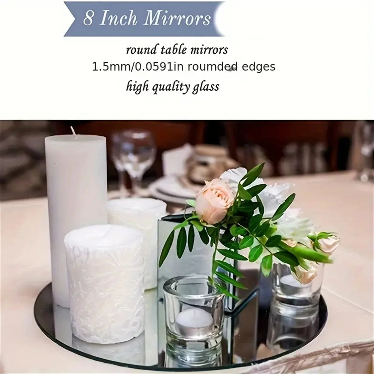 10pcs 20cm/30cm Acrylic Round Dining Table Mirror Plate, Suitable for Weddings, Youngsters's Gift Parties and Birthday Parties