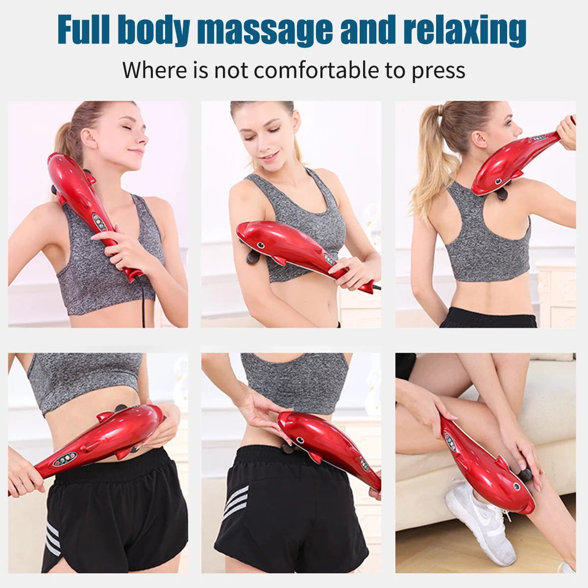 Electric Dolphin Massager European Gauge Red Blue Back Massager Hammer Vibrating Infrared Stick Roller Neck Body Massager