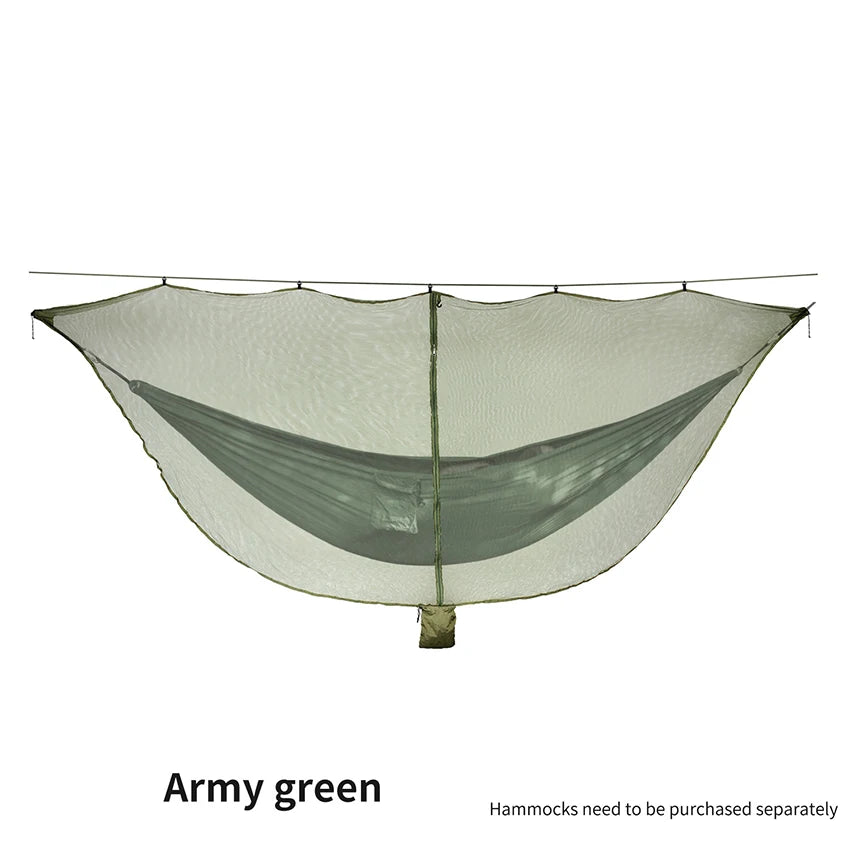 Hammock Bug Netting, 210T Nylon Mesh, with Drawstring Bag, 6 Meters Rope, Double Sided Zipper Camping Hammock Mosquito Netting