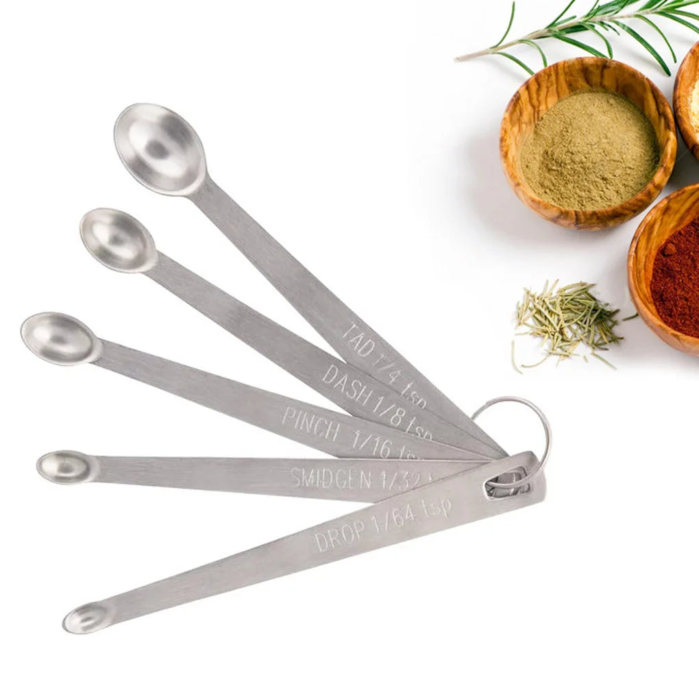 5pcs/Set Small Measuring Spoon Stainless Steel Coffee Measuring Spoons Tea Seasoning Multiple Size Measuring Spoon Kitchen Tools