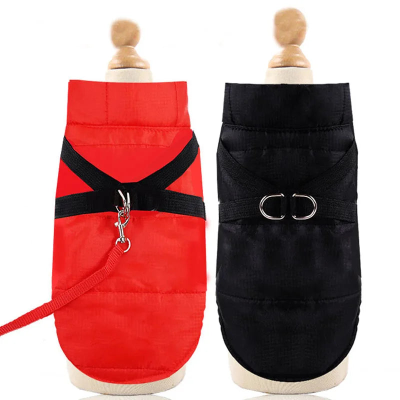 Warm Padded Vest for Dogs Red Black Dog Clothes Winter Apparels Puppy Coat Harness Jacket Waterproof Pet Clothing Costume XS-XXL