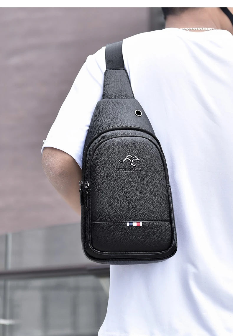 Men's Chest Pack Crossbody Bag Luxury Design Durable PU Leather Handbag Chest Bag Vintage Leisure Men's Handbag Shoulder Bag