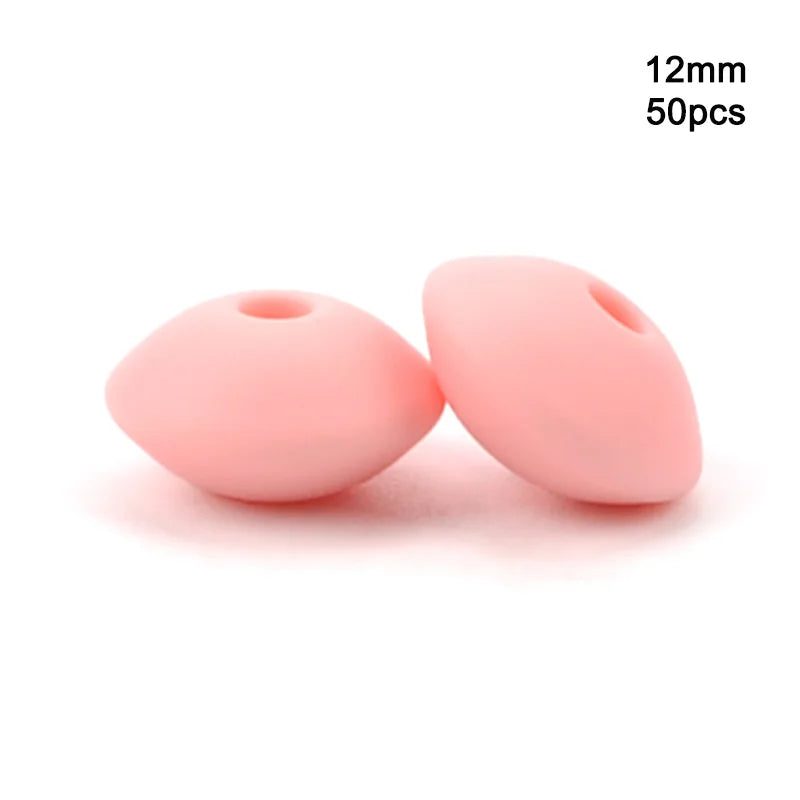 LOFCA 50pcs 12mm Silicone Lentil Beads Baby Teething Beads BPA-Free Food Grade Making Baby Oral Care Pacifier Chain  Accessorise