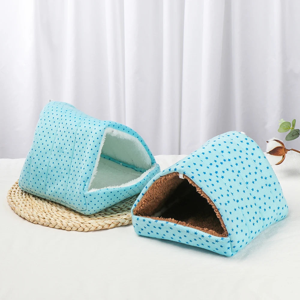 Winter Cute Cartoon Rabbit Squirrel Mini Cage Guinea Pig Nest Small Animal Mice Rat Pet Sleeping Bed Hamster House Warm Soft Mat