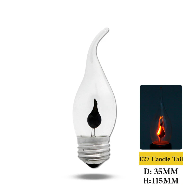 Vintage Edison E14 E27 Led Bulb Candle Light Flame Effect Bulb 3W AC220V Home For Decor Lighting Ampoule Candle Bulb