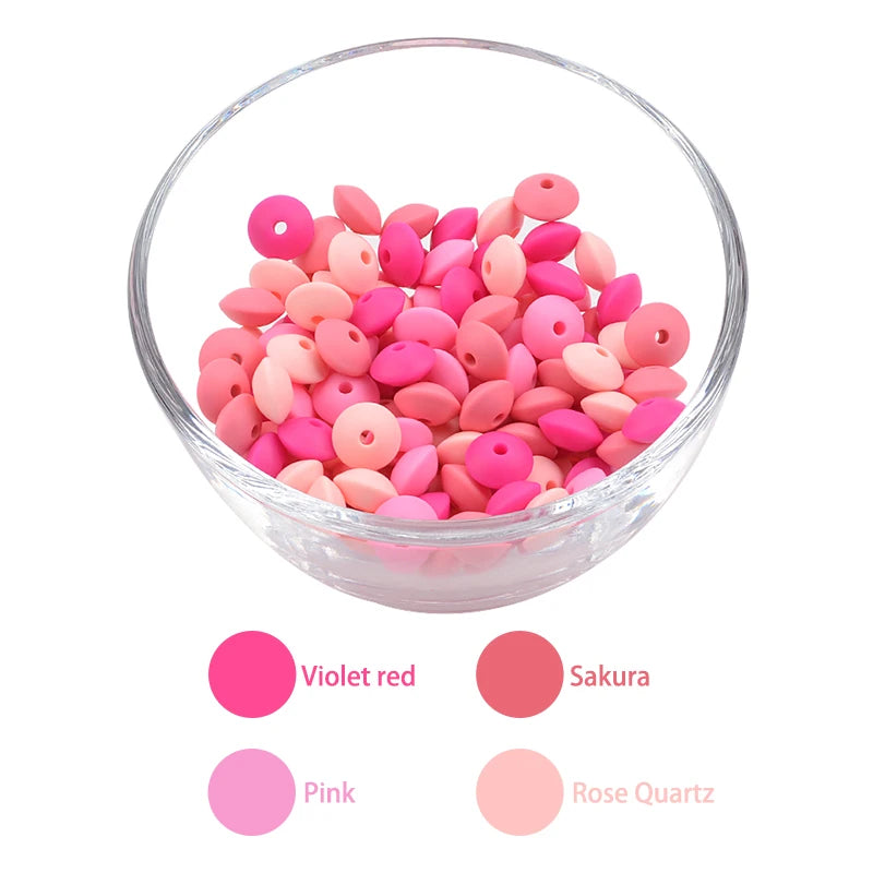 LOFCA 50pcs 12mm Silicone Lentil Beads Baby Teething Beads BPA-Free Food Grade Making Baby Oral Care Pacifier Chain  Accessorise