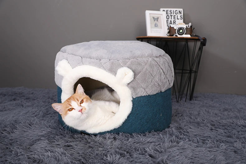 HOOPET Cat Bed House Soft Plush Kennel Puppy Cushion Small Dogs Cats Nest Winter Warm Sleeping Pet Dog Bed Pet Mat Supplies