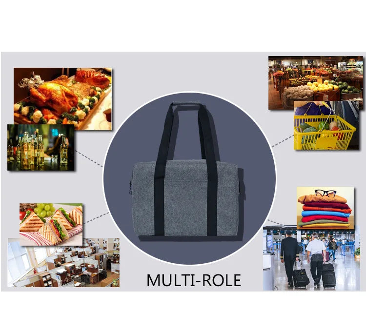 Folding Cooler Bag Large Capacity Ice Pack Outdoor Portable Aluminum Foil Fresh-Keeping Picnic Bag Multifunctional Shopping bag