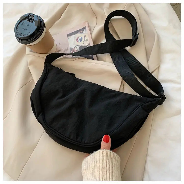 Simple Design Women's Messenger Bag Fashion Ladies Nylon Hobos Small Shoulder Bags Vintage Female Girls Purse Cloth Handbags