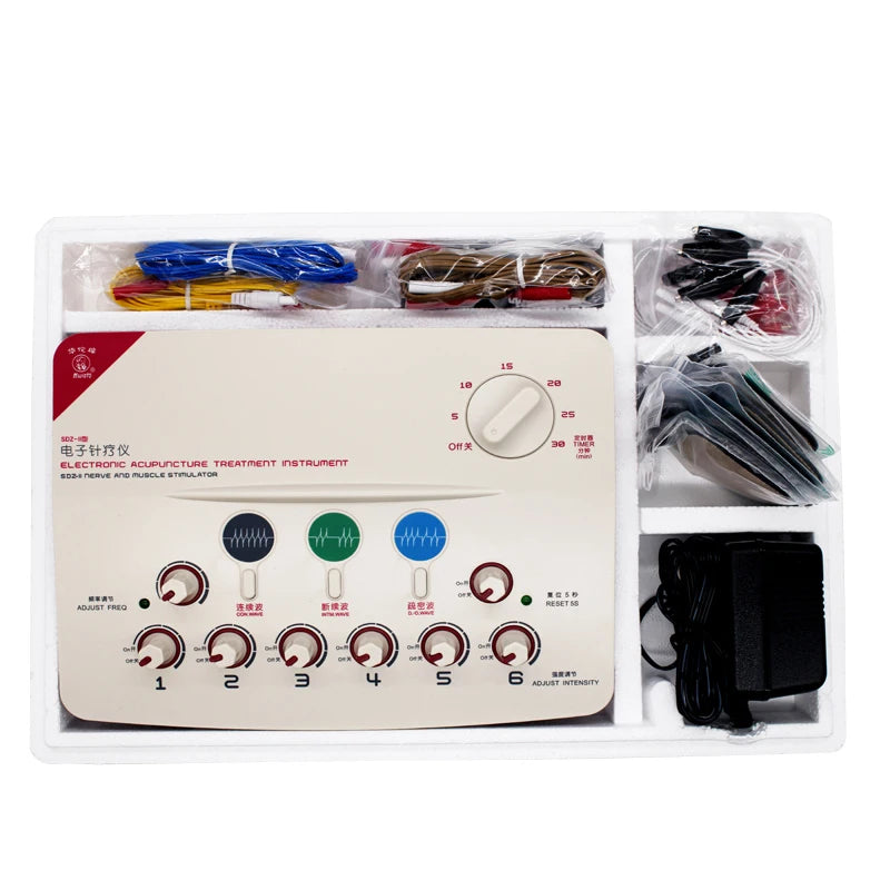 SDZ-II Nerve and Muscle Stimulator 6 Channels Output TENS Electro Acupuncture Treatment Massage Instrument 3 Waveform 110V 220V