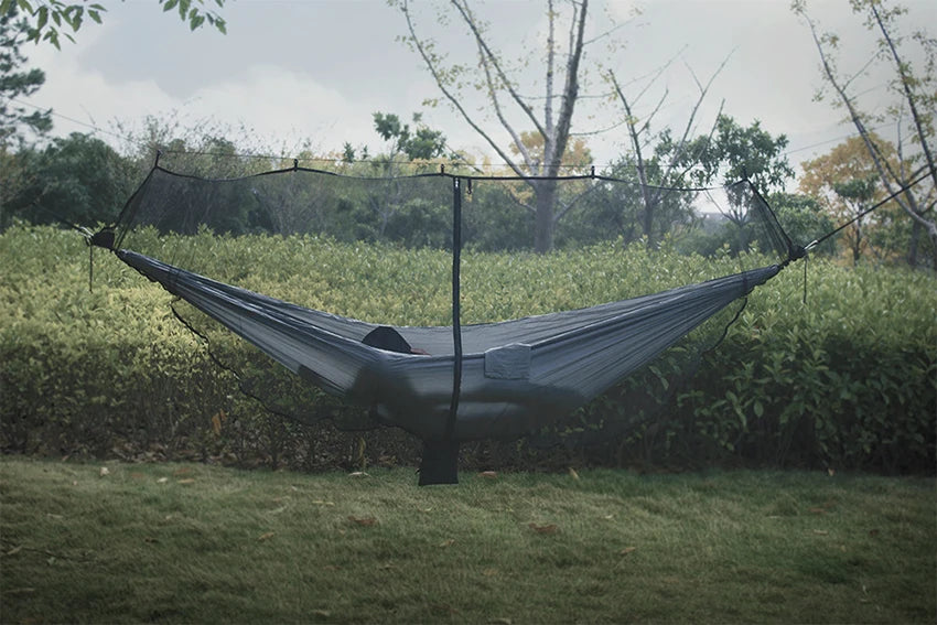 Hammock Bug Netting, 210T Nylon Mesh, with Drawstring Bag, 6 Meters Rope, Double Sided Zipper Camping Hammock Mosquito Netting