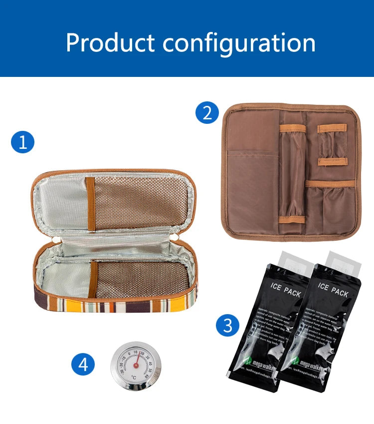 MegaWalke Insulin Cooler Bag Portable Insulated Diabetic Insulin Travel Case Cooler Box Bolsa Termica  Aluminum Foil ice bag