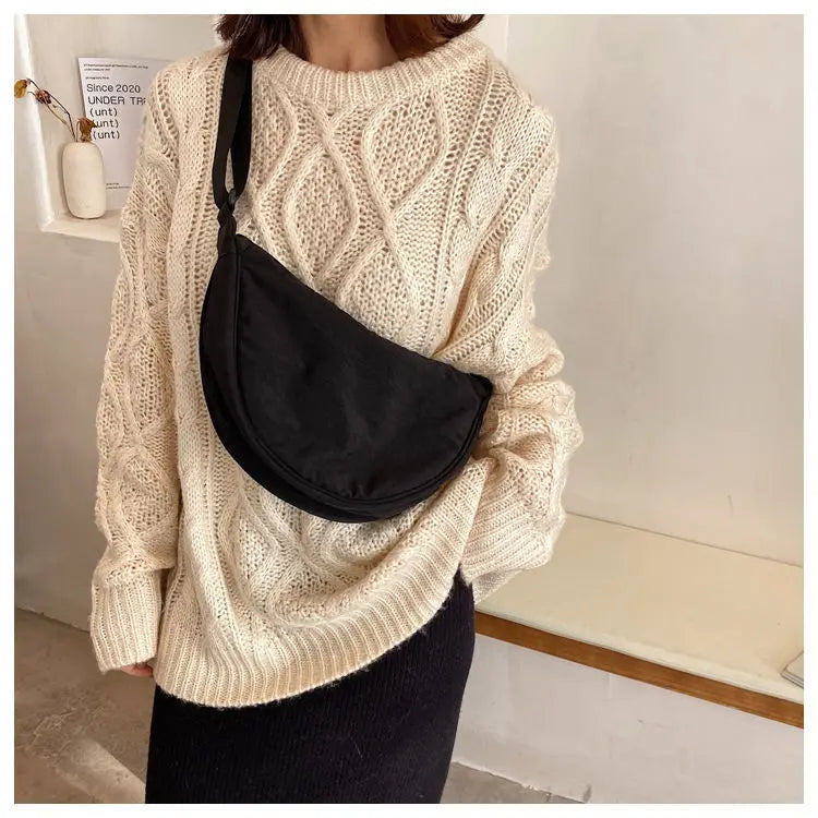 Simple Design Women's Messenger Bag Fashion Ladies Nylon Hobos Small Shoulder Bags Vintage Female Girls Purse Cloth Handbags