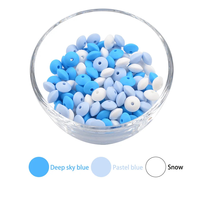 LOFCA 50pcs 12mm Silicone Lentil Beads Baby Teething Beads BPA-Free Food Grade Making Baby Oral Care Pacifier Chain  Accessorise