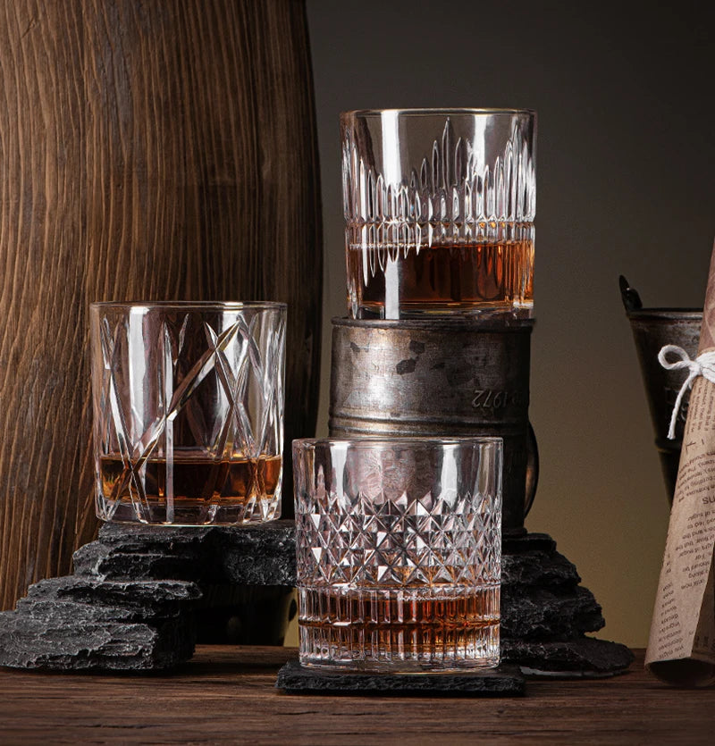 Whiskey Glass, Old Fashioned Rocks Glasses Tumblers, Glassware for Cocktail Scotch, Bourbon, Gin, Voldka, Brandy