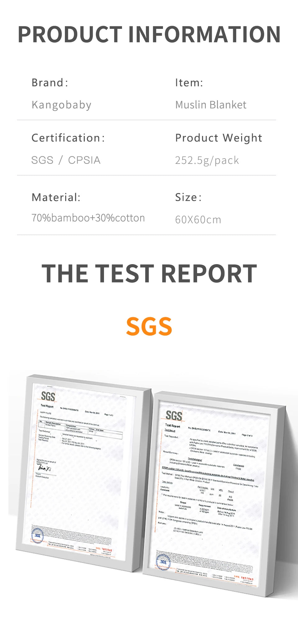 Kangobaby #My Soft Life# 5 Pieces Pack Multi-Functional Bamboo Cotton Muslin Blanket Baby Burp Cloth Set