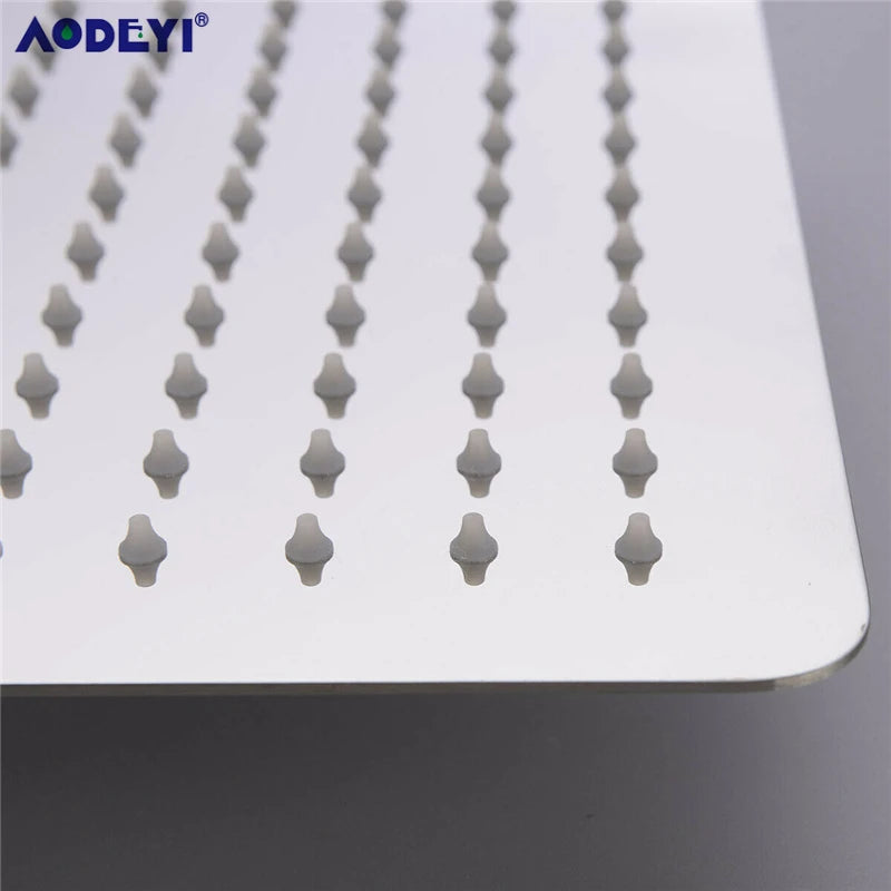 AODEYI Brass Extension Gooseneck Square Wall Mount Shower Arm Ultrathin Bathroom Shower Head Set