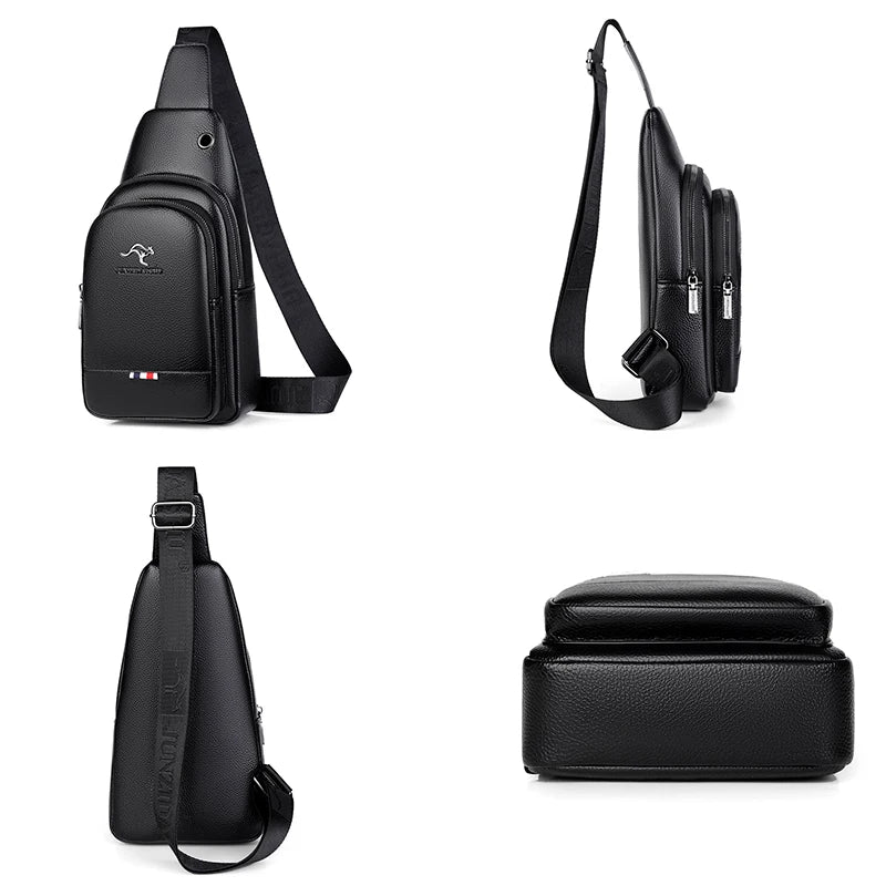 Men's Chest Pack Crossbody Bag Luxury Design Durable PU Leather Handbag Chest Bag Vintage Leisure Men's Handbag Shoulder Bag