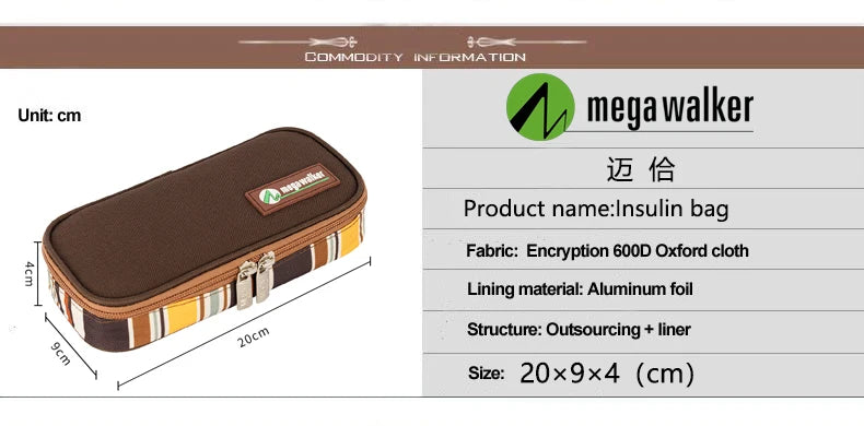 MegaWalke Insulin Cooler Bag Portable Insulated Diabetic Insulin Travel Case Cooler Box Bolsa Termica  Aluminum Foil ice bag