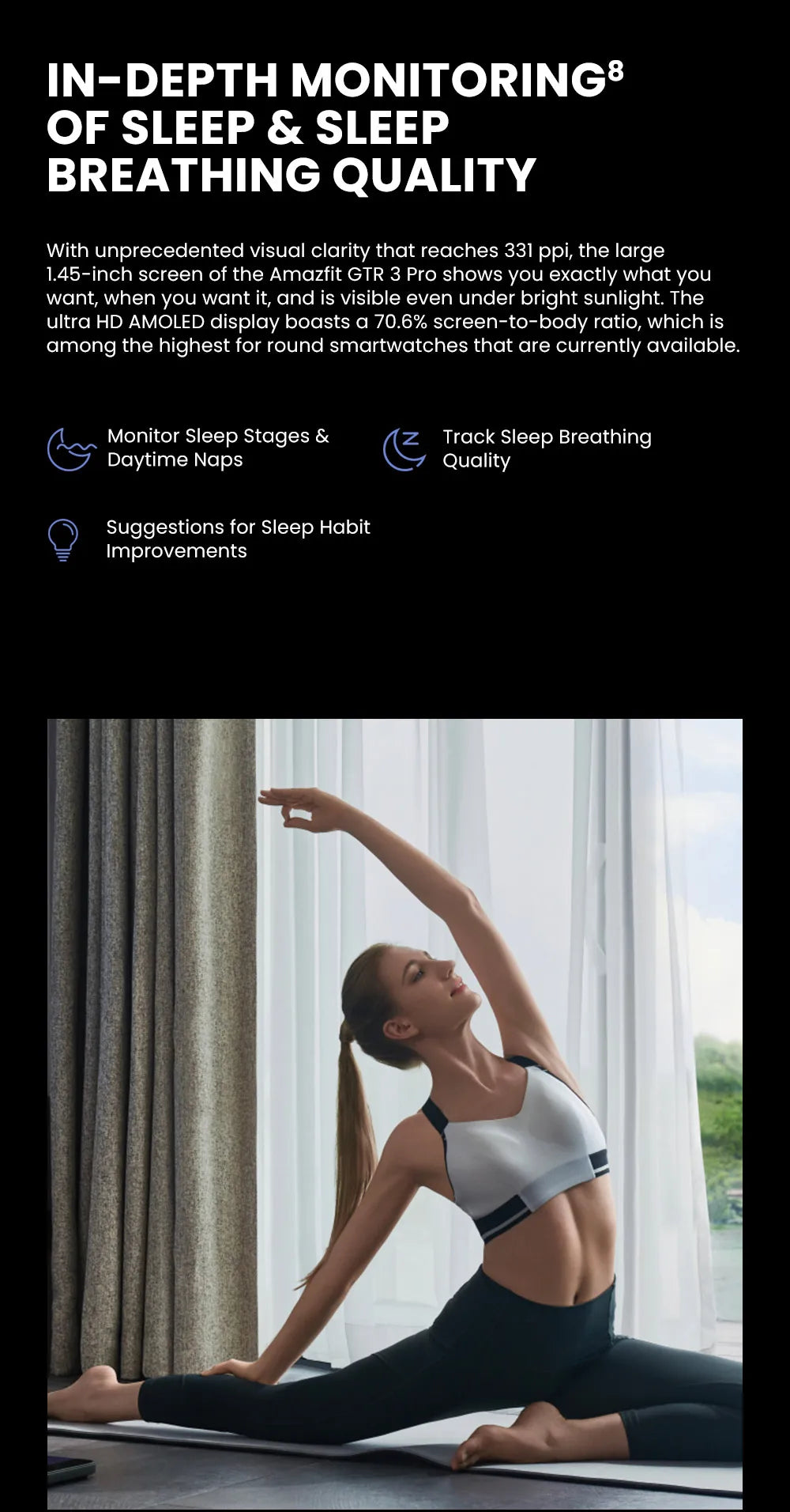 Amazfit GTR 3 Pro GTR3 Pro GTR-3 Pro 46mm Smartwatch AMOLED Display Zepp OS App 12-day Battery Life Watch  150+Sports Modes