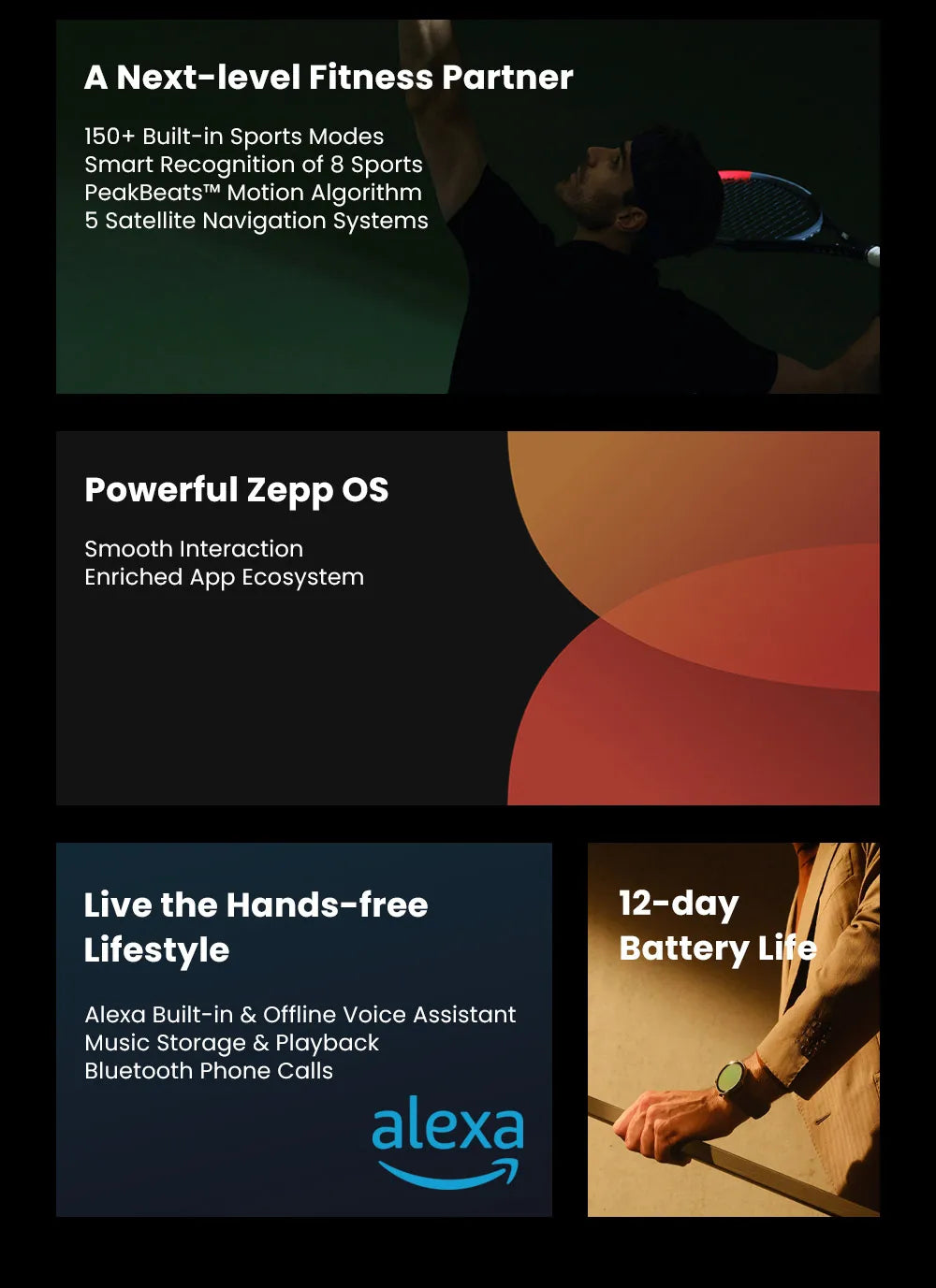 Amazfit GTR 3 Pro GTR3 Pro GTR-3 Pro 46mm Smartwatch AMOLED Display Zepp OS App 12-day Battery Life Watch  150+Sports Modes