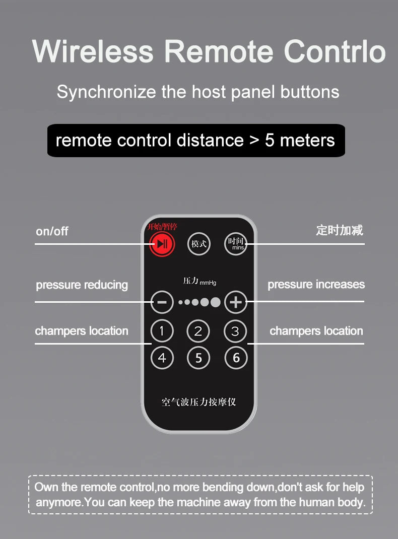 Syeosye 8 Cavity Air Compression Massager Leg Foot Circulation Pressotherapy Air Promote Blood Relaxation Pain Relief
