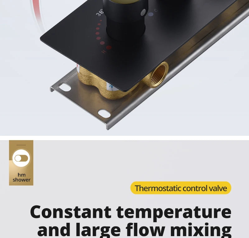 Bathroom Ceiling Concealed 700x380mm Shower Head Panel Set Constant Temperature Valve Mixer Handheld Shower