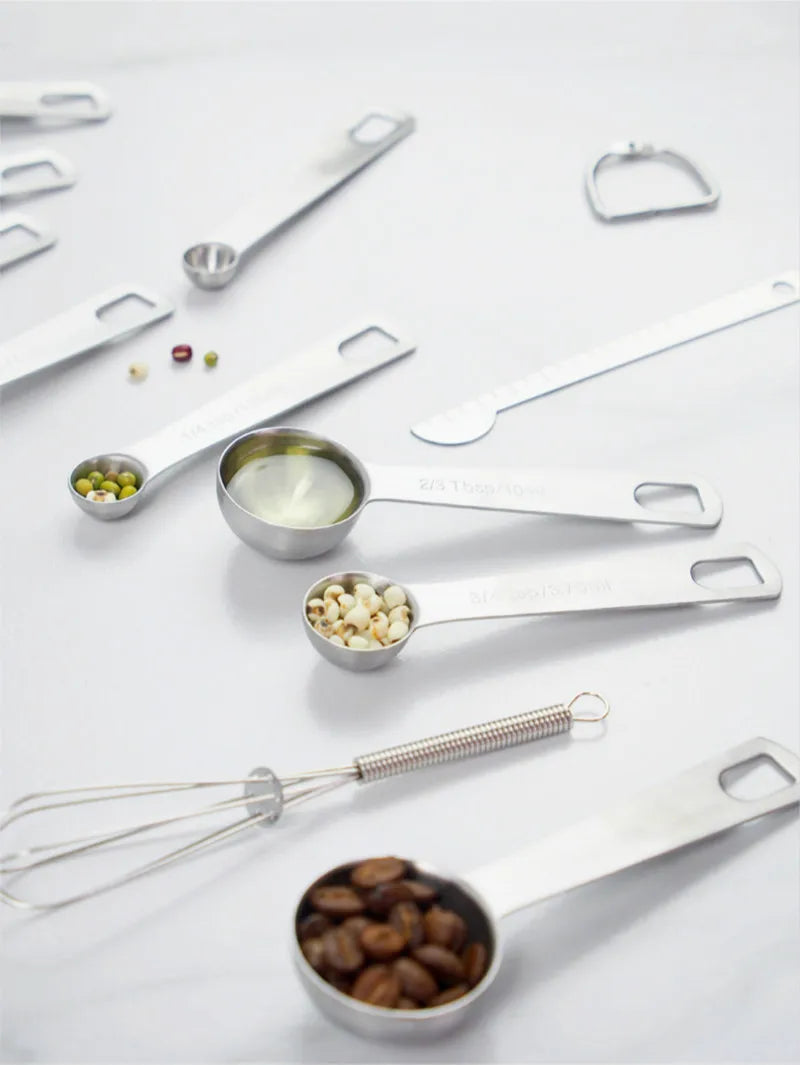 6/9/11Pcs Measuring Spoons Set Stainless Steel Seasoning Coffee Scoop Measuring Spoon With Scale Kitchen Baking Measuring Tools