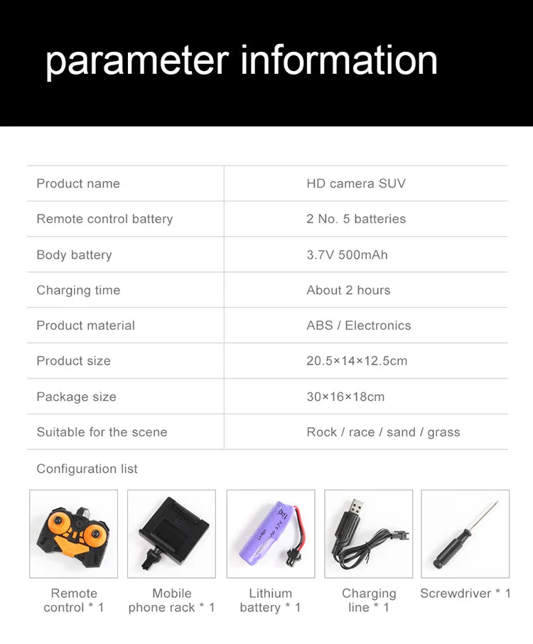 Rc Car With HD Camera FPV WIFI Machine On Remote Control Stunt 1:18 2.4G SUV Radiocontrol Climbing Toys For Kids on a Sign