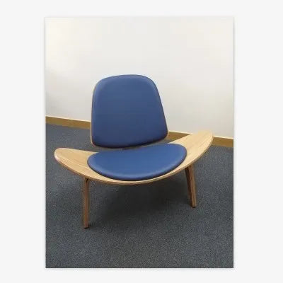 JOYLIVE Modern Lounge Three-Legged Shell Chair Ash Plywood Fabric Upholstery Living Room Furniture