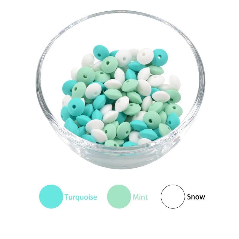 LOFCA 50pcs 12mm Silicone Lentil Beads Baby Teething Beads BPA-Free Food Grade Making Baby Oral Care Pacifier Chain  Accessorise