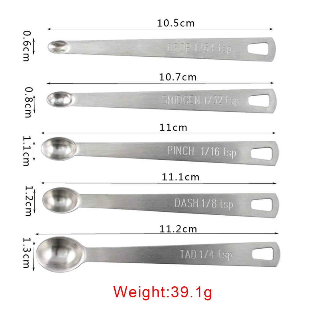 5pcs/Set Small Measuring Spoon Stainless Steel Coffee Measuring Spoons Tea Seasoning Multiple Size Measuring Spoon Kitchen Tools