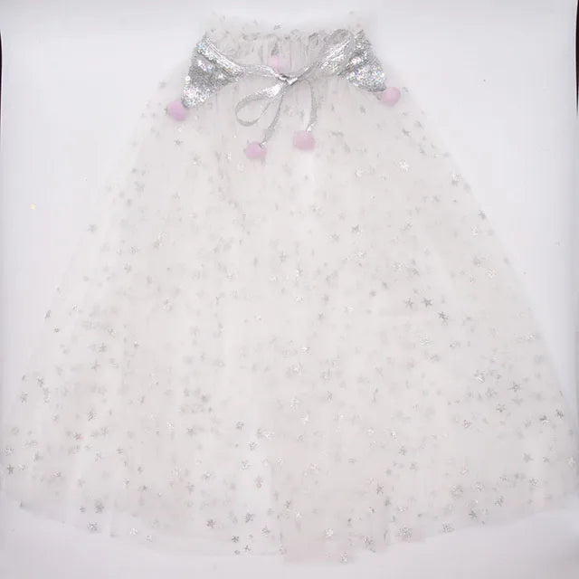 Christmas Halloween Girls Cloak Outerwear One Size Sequins Shawl Kids Coat for Birthday Party Beach Rainbow Princess Costume