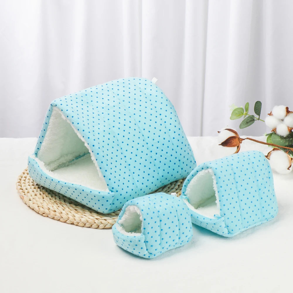 Winter Cute Cartoon Rabbit Squirrel Mini Cage Guinea Pig Nest Small Animal Mice Rat Pet Sleeping Bed Hamster House Warm Soft Mat
