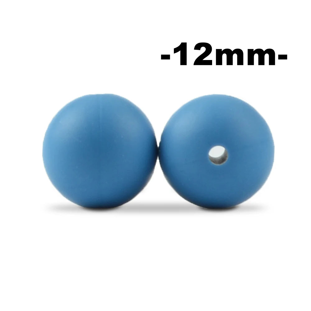 LOFCA 12mm 100pcs Silicone Beads Round Teether Baby Nursing Necklace Pacifier Clip Oral Care BPA Free Food Grade Colorful