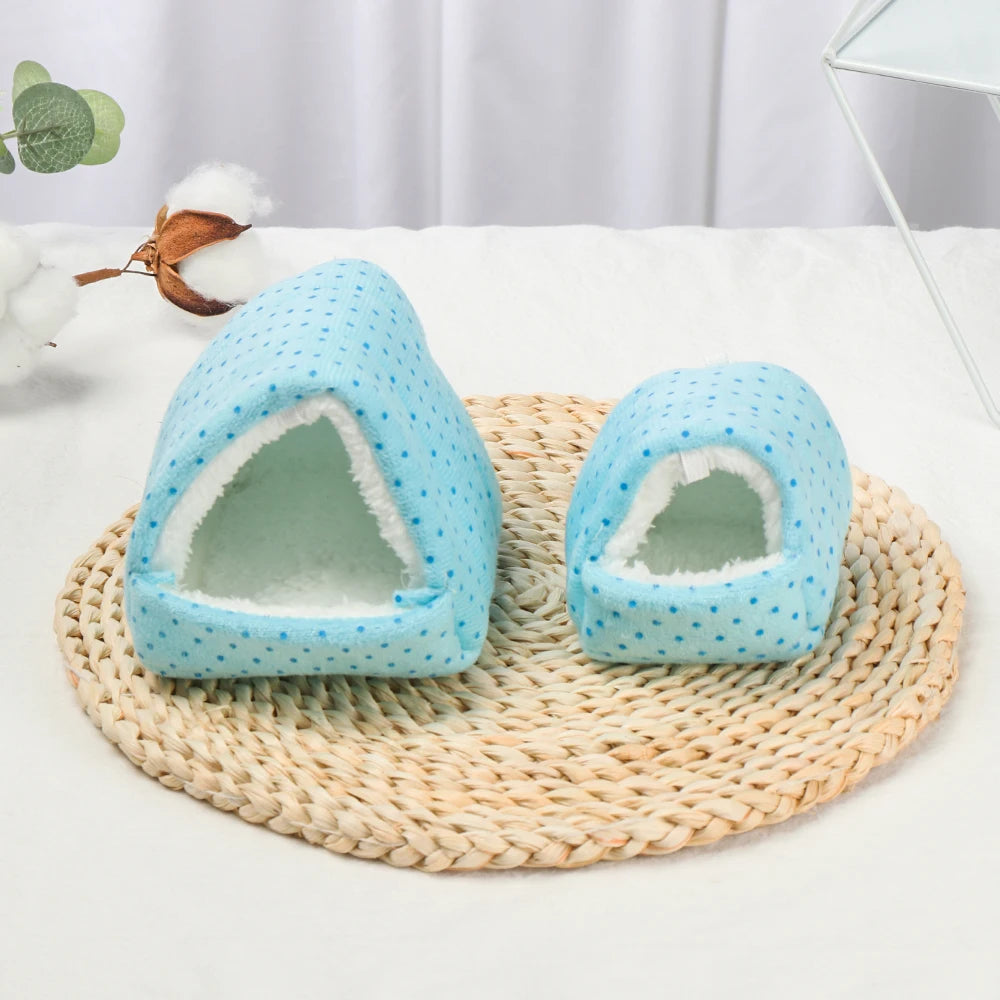 Winter Cute Cartoon Rabbit Squirrel Mini Cage Guinea Pig Nest Small Animal Mice Rat Pet Sleeping Bed Hamster House Warm Soft Mat
