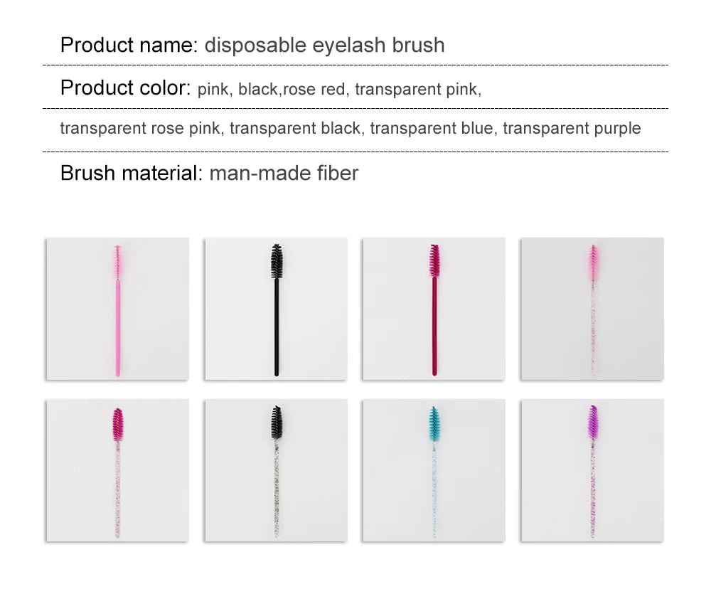 ANNAFRIS 50Pcs  Disposable Eyelash  Brush Soft Head Crystal Eyebrow Brush Lash Extension Brush  Mascara Wand Makeup Tool