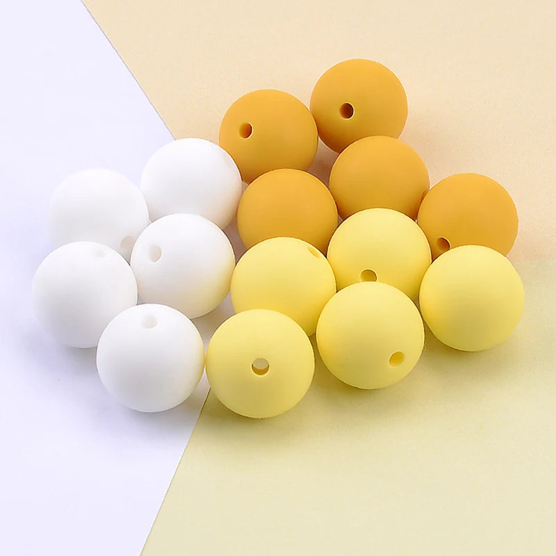 LOFCA 12mm 100pcs Silicone Beads Round Teether Baby Nursing Necklace Pacifier Clip Oral Care BPA Free Food Grade Colorful