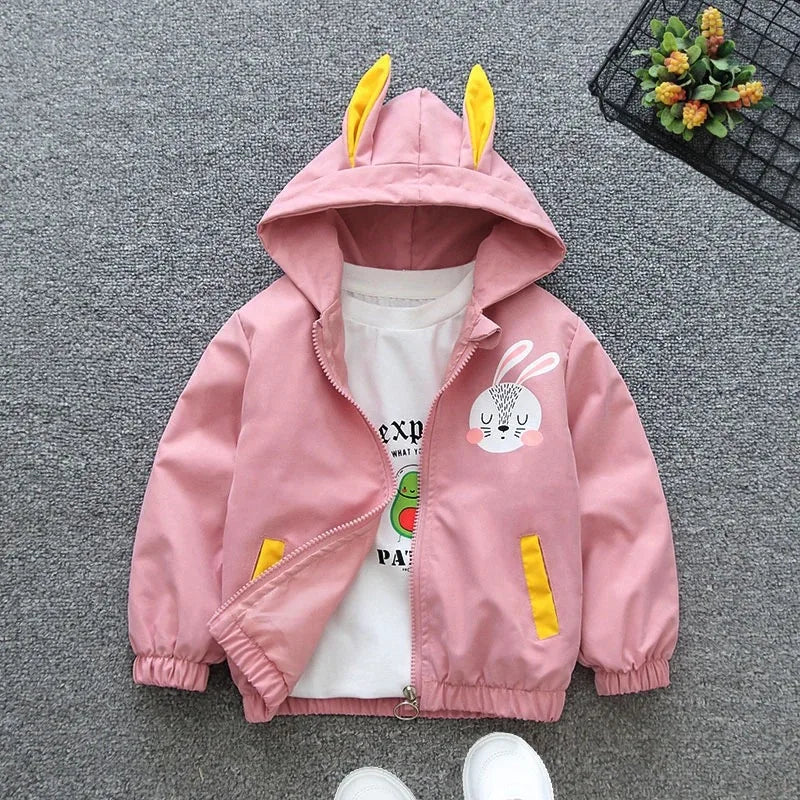 Fashion Dogs Baby Boys Jackets Casual Hooded Zipper Kids Windbreaker Coat Cartoon Boys Outerwear 1 2 3 4 5 6 Years Kids Clothes