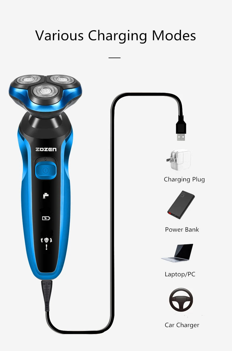 ZOZEN Men Electric Shaver Rechargeable Electric Razor Men Women Body Hair Cutting Shaving Machine Beard Trimmer Wet-Dry Use