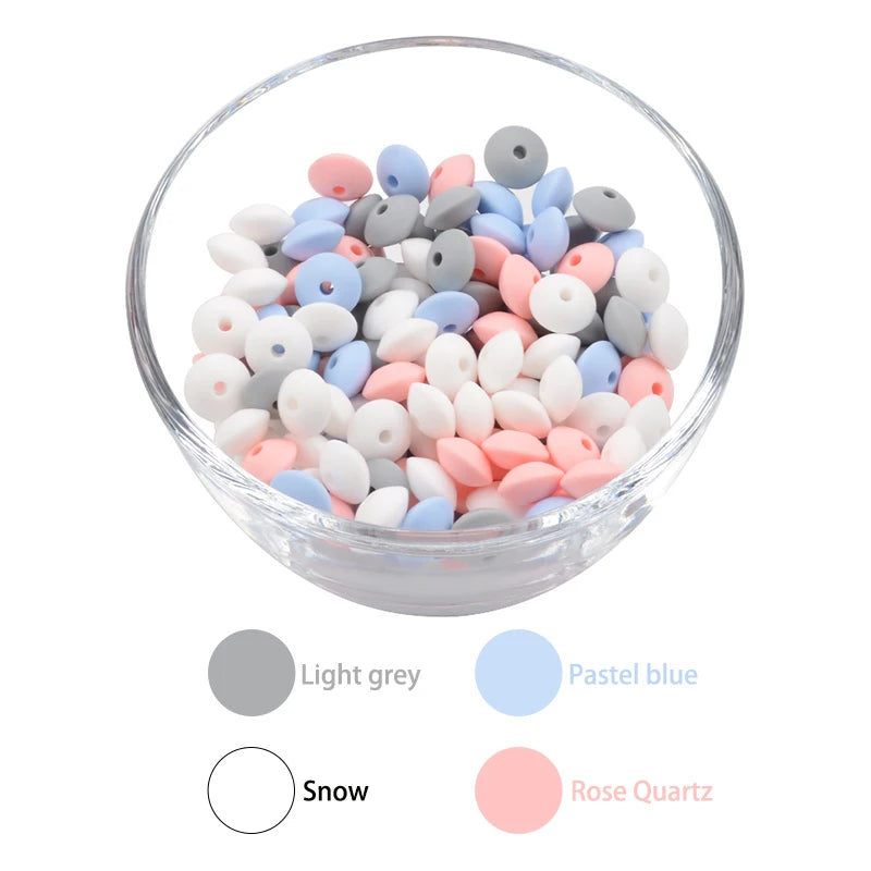 LOFCA 50pcs 12mm Silicone Lentil Beads Baby Teething Beads BPA-Free Food Grade Making Baby Oral Care Pacifier Chain  Accessorise