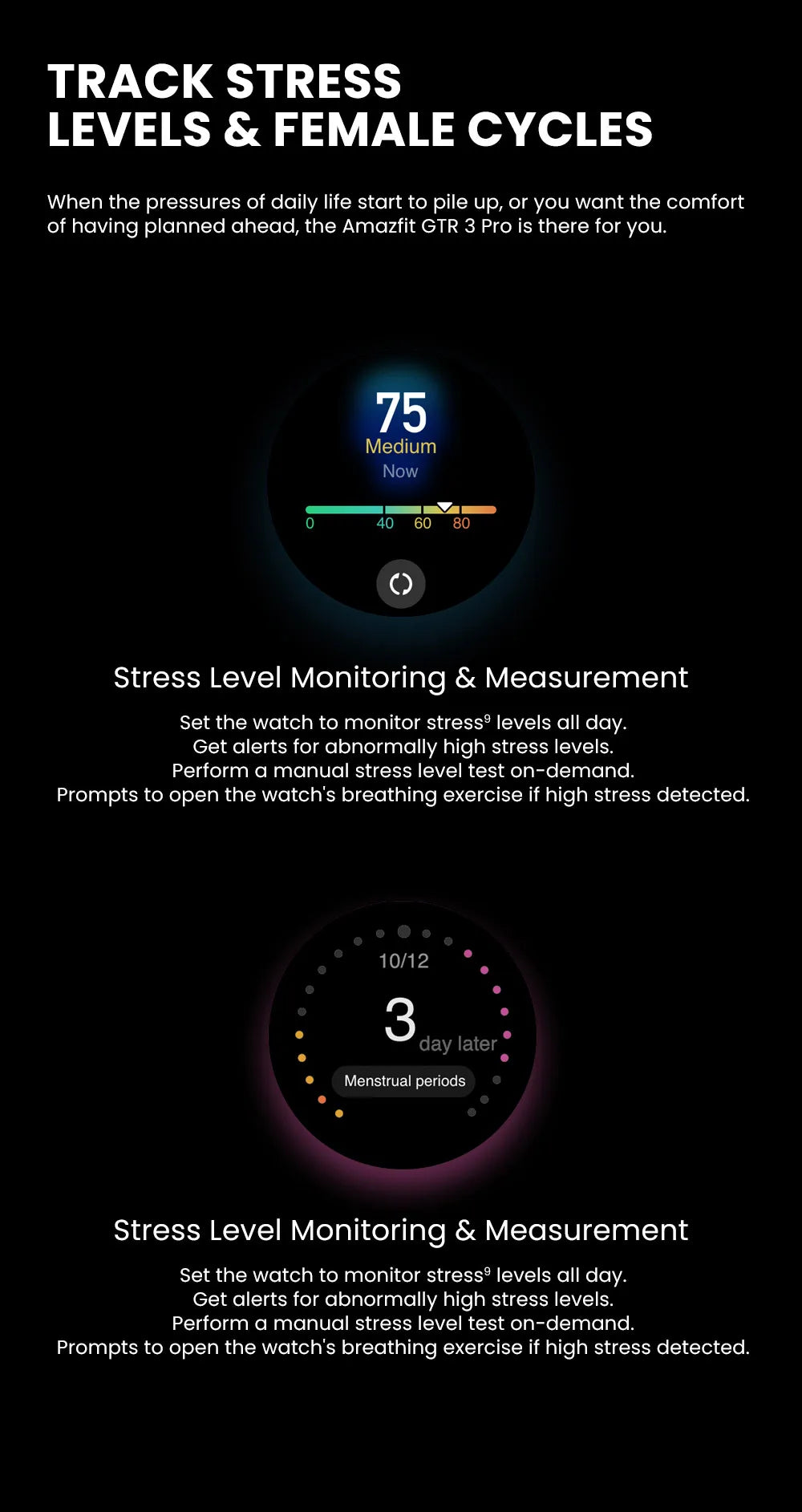 Amazfit GTR 3 Pro GTR3 Pro GTR-3 Pro 46mm Smartwatch AMOLED Display Zepp OS App 12-day Battery Life Watch  150+Sports Modes