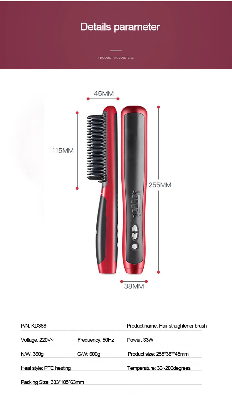 Professional Electric Hair Styling Straightening Smoothing Modeling Brush Rotating Hairbrush Hot Comb Electrical Curling Iron