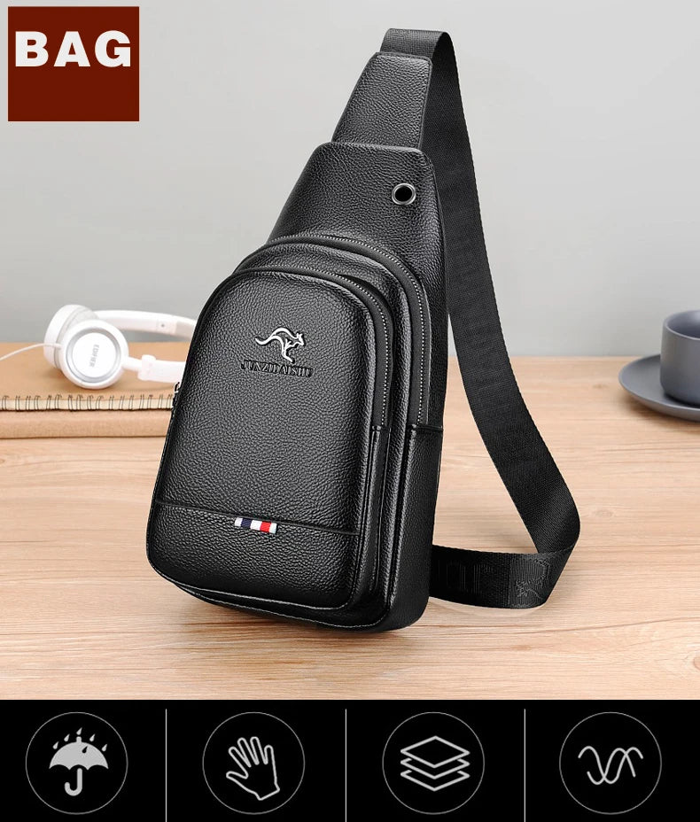 Men's Chest Pack Crossbody Bag Luxury Design Durable PU Leather Handbag Chest Bag Vintage Leisure Men's Handbag Shoulder Bag