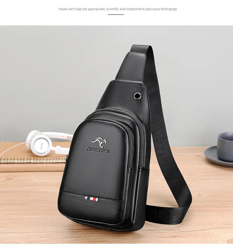 Men's Chest Pack Crossbody Bag Luxury Design Durable PU Leather Handbag Chest Bag Vintage Leisure Men's Handbag Shoulder Bag