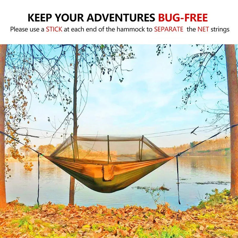 Camping Hammock with Mosquito Net&Rainfly Tent Tarp & Tree Straps,Portable Nylon Hammock Tent for Camping Hiking Backyard Travel