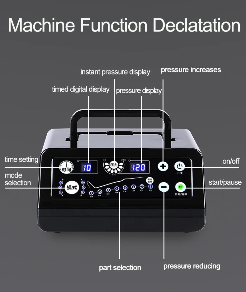 Syeosye 8 Cavity Air Compression Massager Leg Foot Circulation Pressotherapy Air Promote Blood Relaxation Pain Relief
