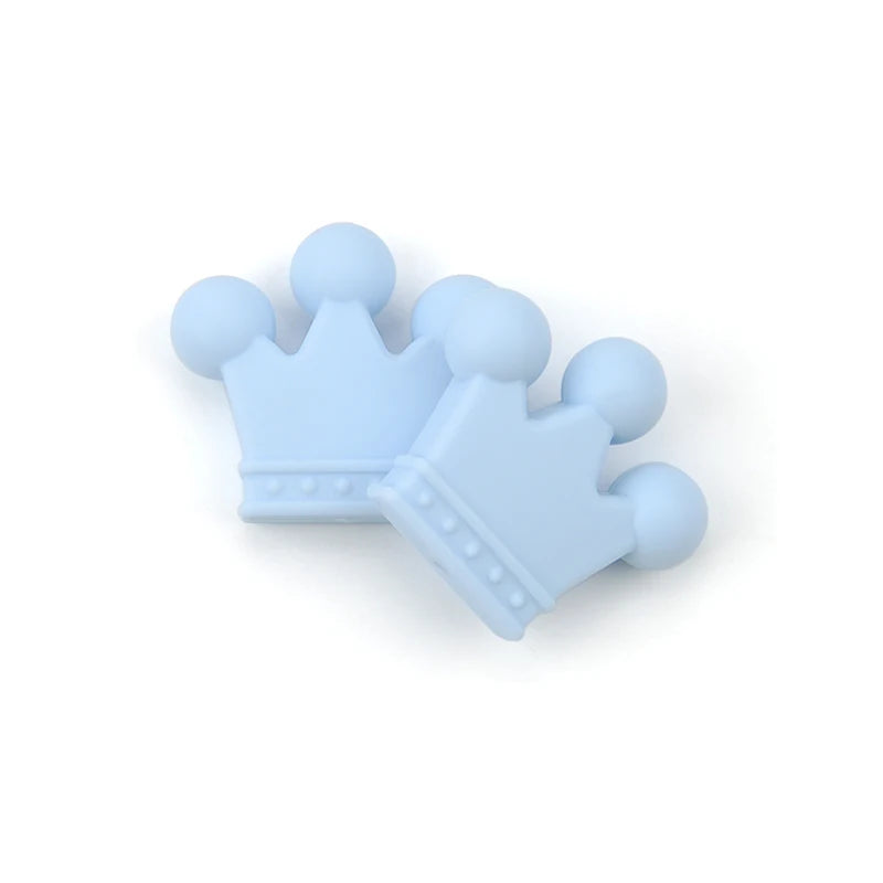 LOFCA 10pcs/lot Silicone Crown Beads BPA Free Silicon Teething Beads Baby Chew Teething Necklace DIY Pacifier Clips Accessory